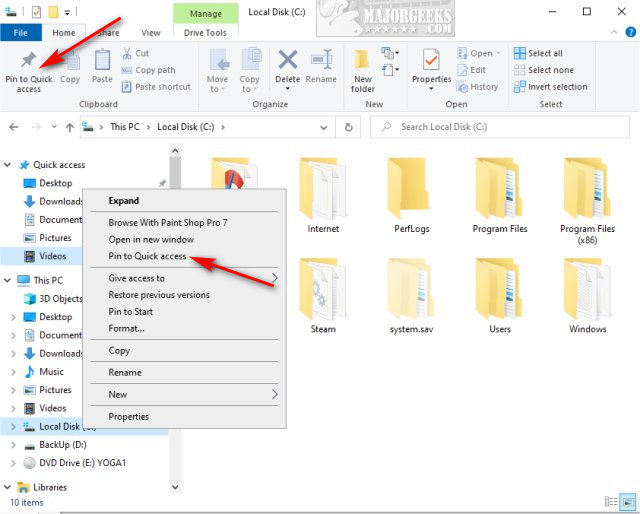 How to Pin or Unpin Locations From Quick Access in Windows 10