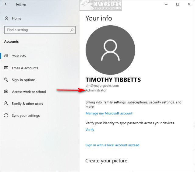 how to check if account is administrator windows 10
