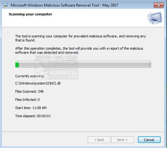 Windows malicious software removal tool