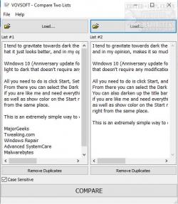 Official Download Mirror for VOVSOFT Compare Two Lists