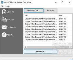Official Download Mirror for VOVSOFT File Splitter And Joiner