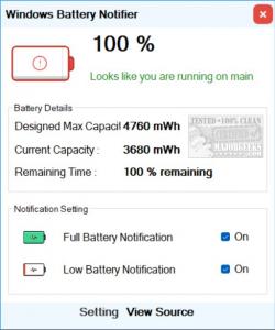 Official Download Mirror for Battery Notifier