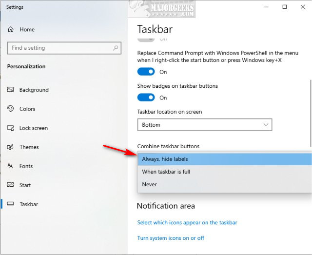 How To Always Sometimes Or Never Combine Taskbar Buttons In Windows