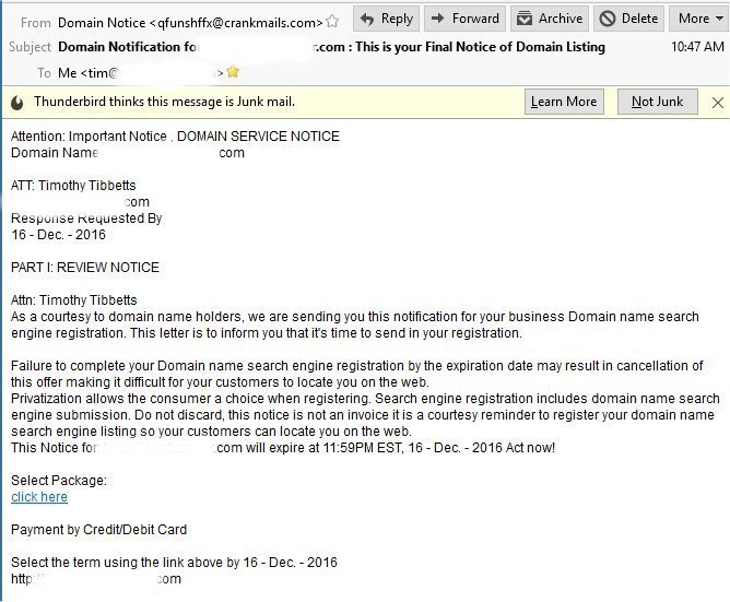 Domain Notification Spam? - MajorGeeks